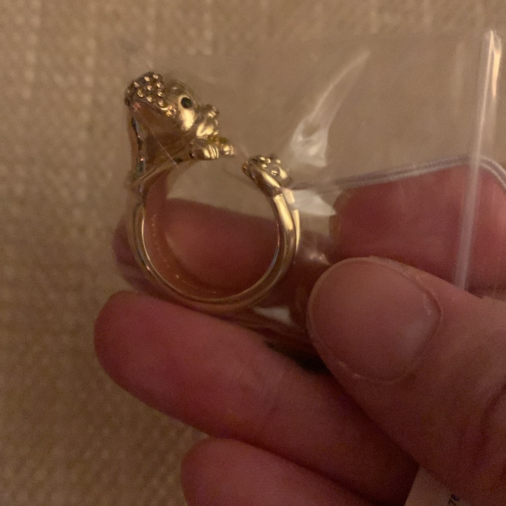 NWT Kate Spade Gold Crystal Puppy Wrap Ring Size 7 #7 NEW - Picture 10 of 15
